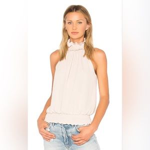 Amanda Uprichard Kimmie Mock Neck Blouse Beige Size Small